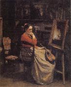 Jean Baptiste Camille  Corot The Studio France oil painting artist